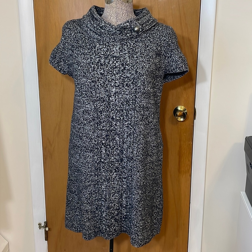 Style & Co. Womens Large Black and White Sweater Dress Short Sleeve